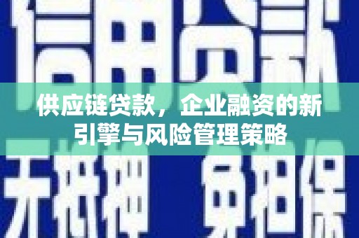 掇刀供应链贷款，企业融资的新引擎与风险管理策略