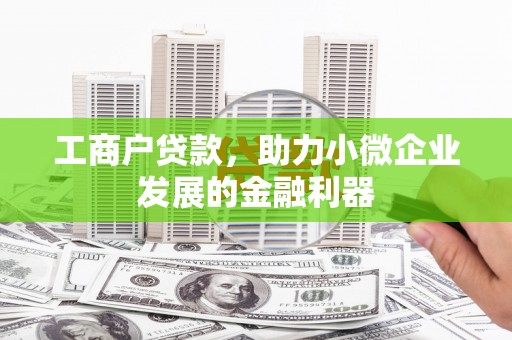 掇刀工商户贷款，助力小微企业发展的金融利器