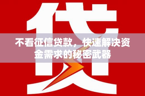 掇刀不看征信贷款，快速解决资金需求的秘密武器