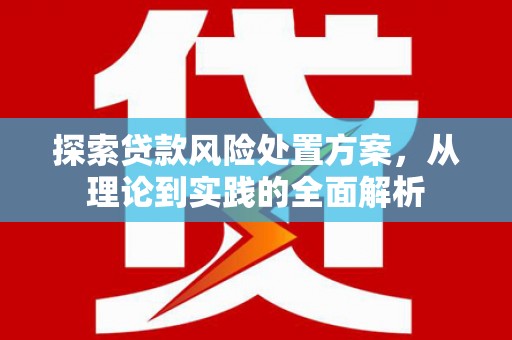掇刀探索贷款风险处置方案，从理论到实践的全面解析
